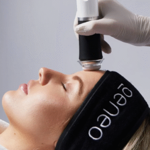 Facial treatment with skincare device.