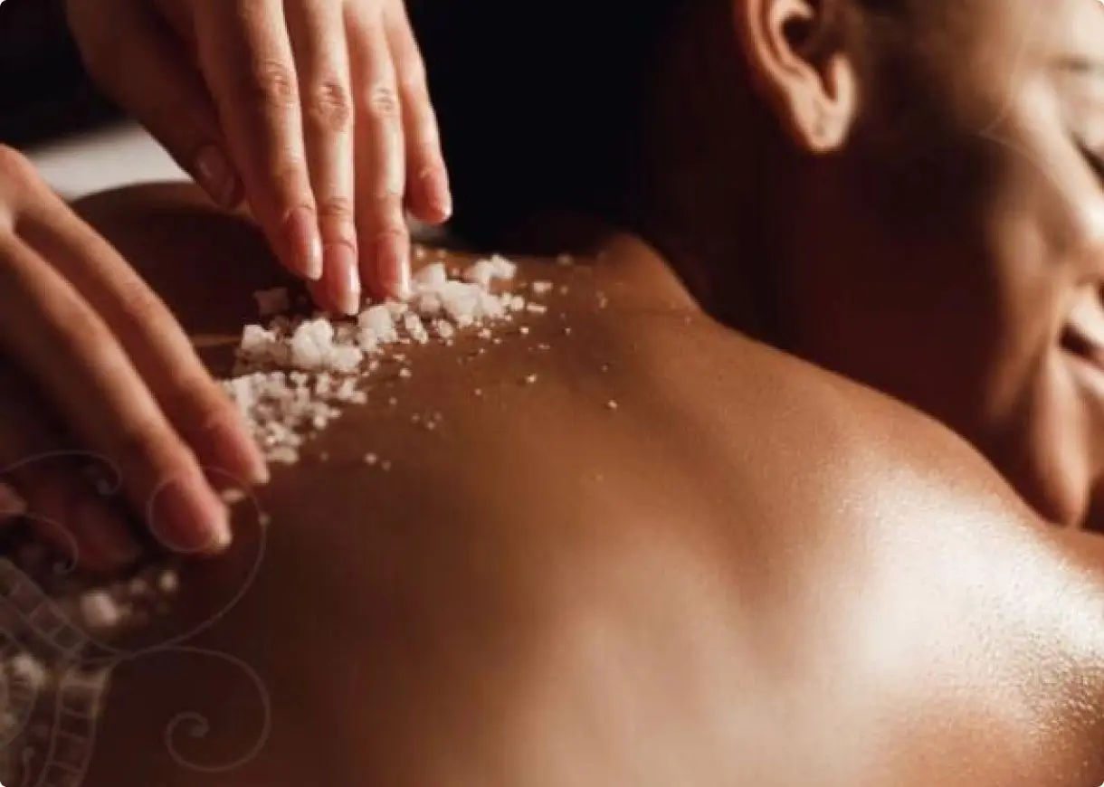 Salt scrub back massage treatment. Salt scrub back massage treatment.