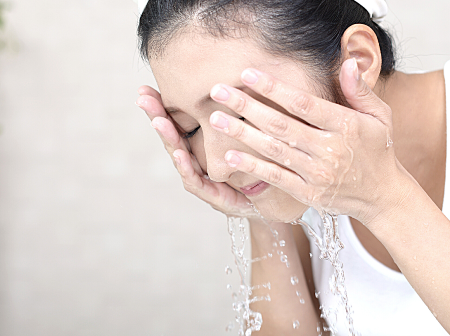 image of water on the face